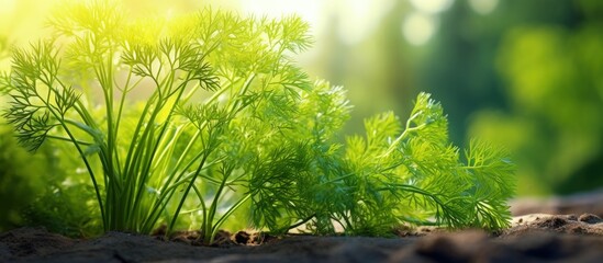 Poster - Organic home gardening with fresh dill Copy space image Place for adding text or design
