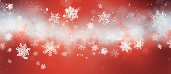 Poster - Red snowflakes on a Christmas themed backdrop Copy space image Place for adding text or design