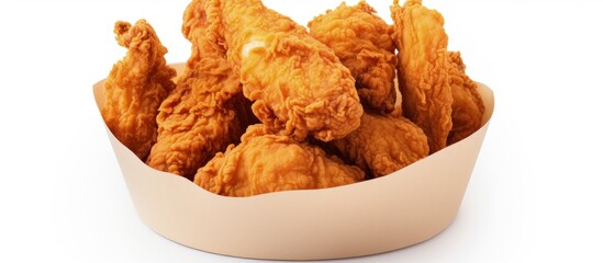 Aufkleber - Isolated fried chicken in a bucket on white background with clipping path Copy space image Place for adding text or design