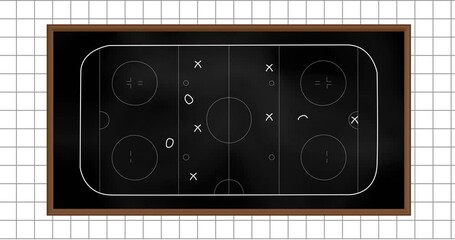 Poster - Animation of sports game strategy on white squared paper background