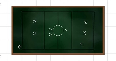 Poster - Animation of sports game strategy on white squared paper background