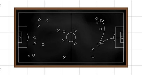 Poster - Animation of sports game strategy on white squared paper background
