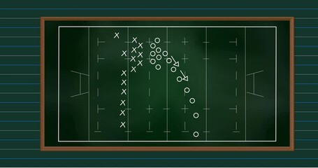 Poster - Animation of sports game strategy on green background