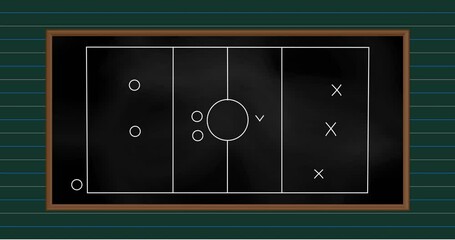 Poster - Animation of sports game strategy on green background
