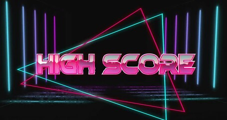Poster - Animation of high score text over neon pattern