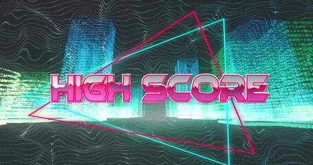 Poster - Animation of high score text over neon pattern