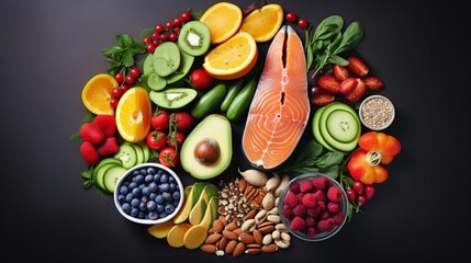 Wall Mural - A food arrangement that is flexible for a flexitarian diet