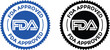 FDA approved. Stamp with text Fda approved. Fda (Food and Drug Administration) approved label, badge, logo, seal 
