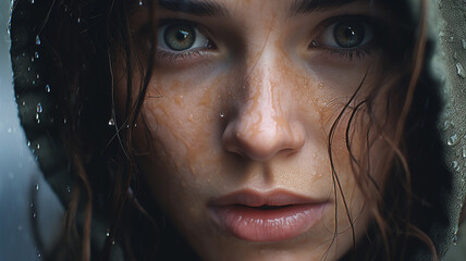 Sticker - beautiful woman with wet face