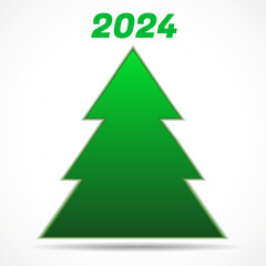 Wall Mural - Abstract christmas tree 2024 isolated on white background. Vector illustration