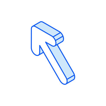 Isometric icon in outline. Modern flat vector Illustration. Arrow rise up symbol. Social media marketing Icon.