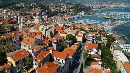 Wall Mural - Aerial view of Porto Maurizio on the Italian Riviera in the province of Imperia, Liguria, Italy