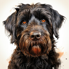 watercolor Black Russian Terrier clipart