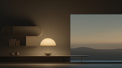 Wall Mural - A table with a lamp on top of it next to a window.