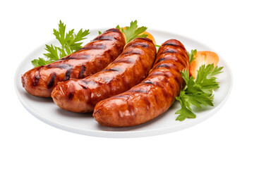 Wall Mural - grilled sausage with vegetables food sausage  meat, meal grilled, dinner, sausages, isolated barbecue 