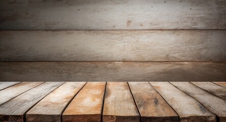 Canvas Print - Empty old wooden shelf/table background with copy space for text, design or to exhibit product