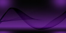 Abstract Purple Background With Lines, Wavy Lines Patterns With Smooth Curves Flowing Dynamically Purple Gradient Light Illuminated On Black Background