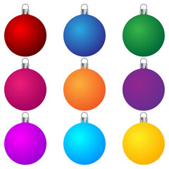 set of colorful christmas ornaments for decoration
