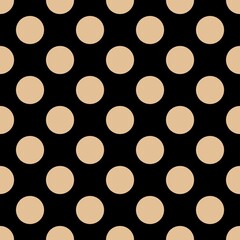 Canvas Print - Seamless polka dot pattern. Pink and black circles on black background.