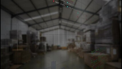 Aufkleber - Animation of multiple graphs and trading boards over warehouse