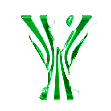 White symbol with green thin straps. letter y