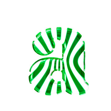 White symbol with green thin straps. letter a