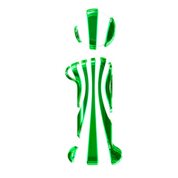 White symbol with green thin straps. letter i