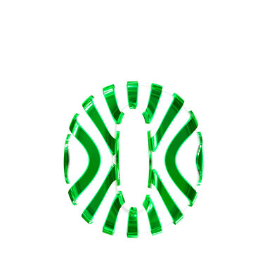 White symbol with green thin straps. letter o