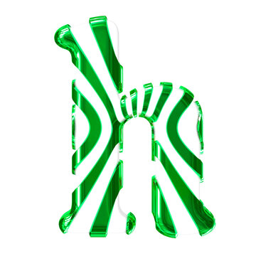 White symbol with green thin straps. letter h