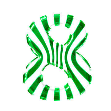 White symbol with green thin straps. number 8