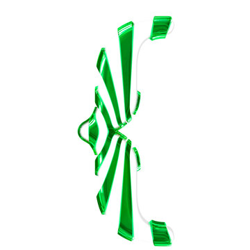 White symbol with green thin straps