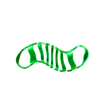 White symbol with green thin straps