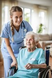 Fototapeta  - A nurse caring for the elderly