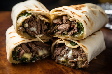 Wall Mural - Bite-sized Philly Cheesesteak Wraps for Super Bowl Party