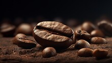 Generative AI : A Single Coffee Bean With Texture Details