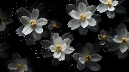  flower texture on alpha, black background. generative AI