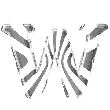 White symbol with silver thin straps. letter w