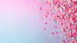 Photo of Colorful pink fluffy cotton candy background, soft color sweet candyfloss, abstract blurred dessert texture