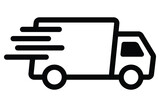 Fototapeta  - Express Fast moving shipping delivery truck line art vector icon for transportation apps and websites. Vector illustration isolated on white background. Fast, Free, and Reliable Shipping Service.