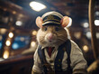Un raton vestido de capitan marino de un  barco