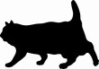 Walking black fat cat illustration - silhouettes of the fat cat isolated on white background- 歩いている太った黒猫のイラスト