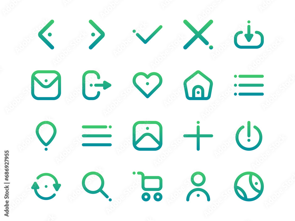 User Interface Icon Pack Gradient Outline Style. Material Icon Set ...