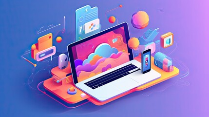 Wall Mural - Creative visual of software and app for gadget applications. User experience Design concept.