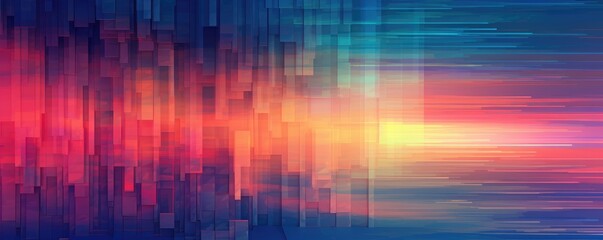 Digital glitches with holographic colors, abstract background