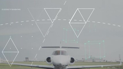 Poster - Animation of mathematical equations over plane at airport