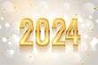 golden sparkling 2024 new year lettering background with confetti decor