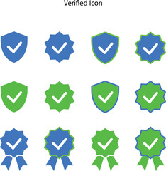Poster - Verified badge profile set. verified badge. Social media account verification icons. Blue check mark icon. Profile verified badge. Guaranteed signs. approve icon set.
