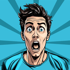 Wall Mural - Surprised young man pop comic style vector illustration