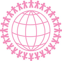 Poster - digital png illustration of pink globe with people on transparent background