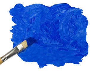 Canvas Print - Digital png illustration of blue paint and brush on transparent background